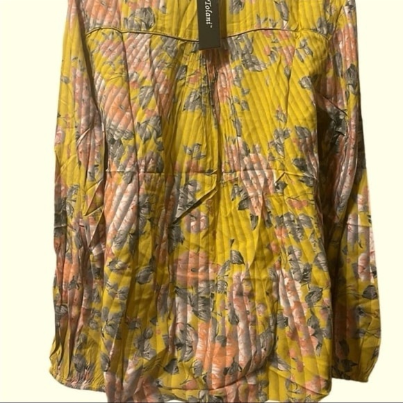 Tolani Collection Golden Yellow  Floral Gypsy Boho Peasant Blouse sz M NWT - Picture 8 of 9
